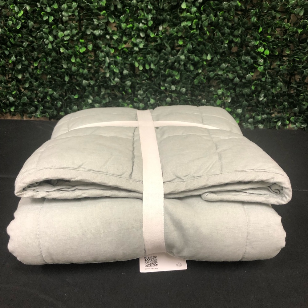 Quince European Linen Box Quilted Sham Mist Size King - Picture 7 of 11